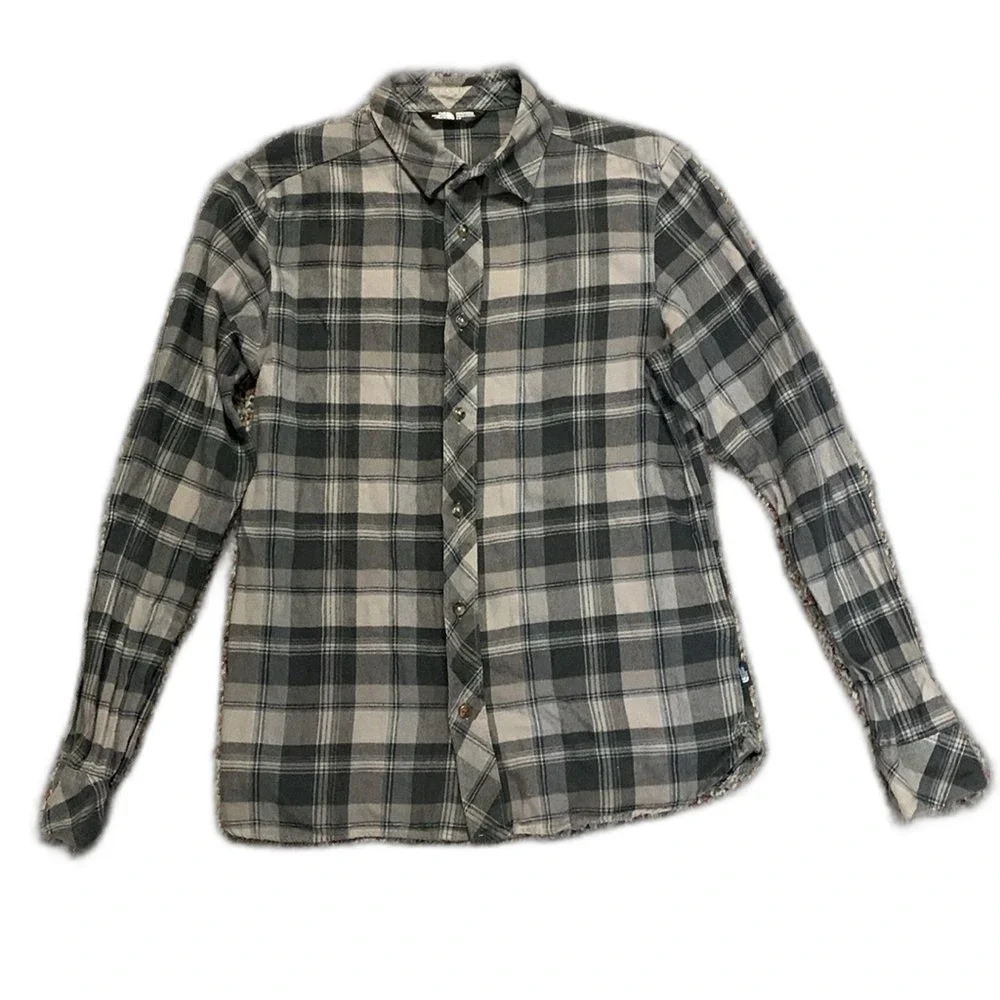The North Face Men's Gray Tartan Plaid LS Button-Up Classic Flannel Shirt Sz S